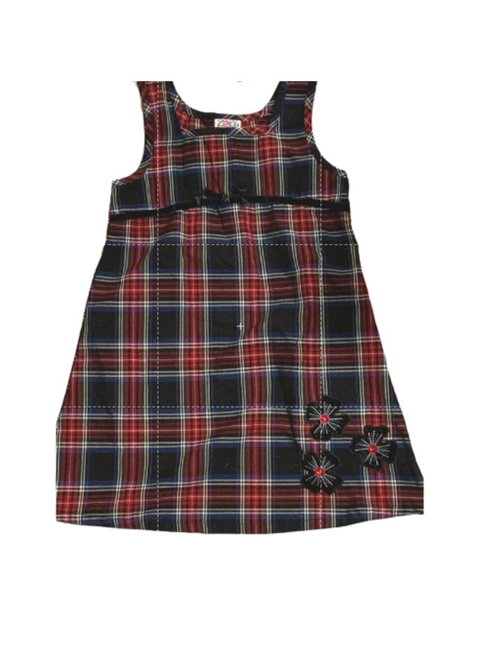 Zoey Girl Y2k Plaid Jumper Dress Floral Bedazzled Red/Black Size 5